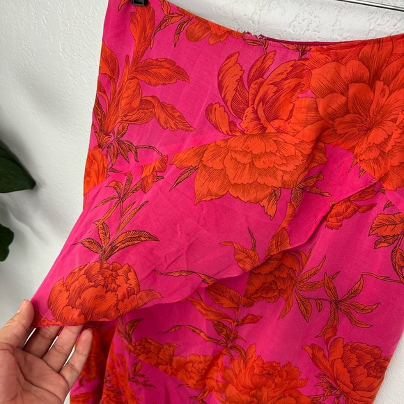 MaxMara Y2K Pink Fuchsia Ruffle Faux Wrap High Waisted MIDI Skirt - Picture 3 of 7